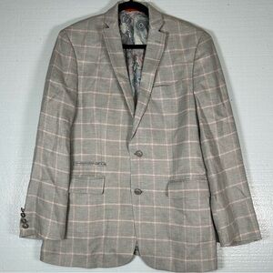 Talia Lord & Taylor Grey &Pink Window Payne Linen‎ Classic Blazer Men's 40R